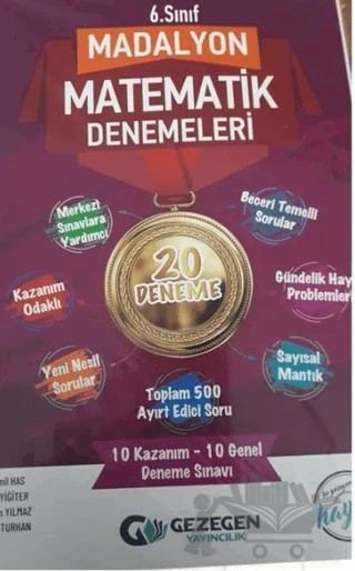 6. Sınıf Madalyon 20li Matematik Denemeleri – Kolektif – Gezegen Yayıncılık kitap kapağı