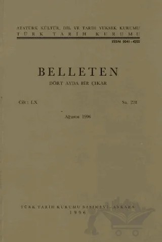 Belleten Sayı: 228 Cilt: 60 – Türk Tarih Kurumu Yayınları kitap kapağı