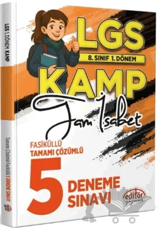 8. Sınıf 1. Dönem LGS Kamp Tam İsabet Fasiküllü Tamamı Çözümlü 5 Deneme Sınavı – Kolektif – Editör Yayınevi kitap kapağı