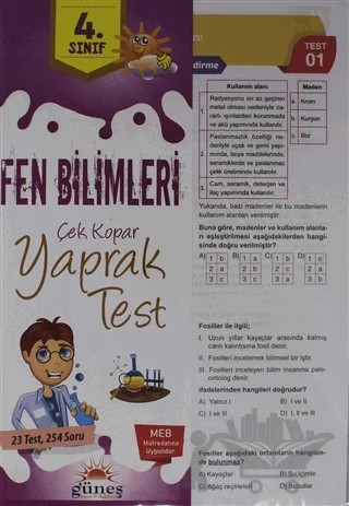 4. Sınıf Fen Bilimleri Çek Kopar Yaprak Test – Kolektif – Güneş Yayın Dağıtım kitap kapağı