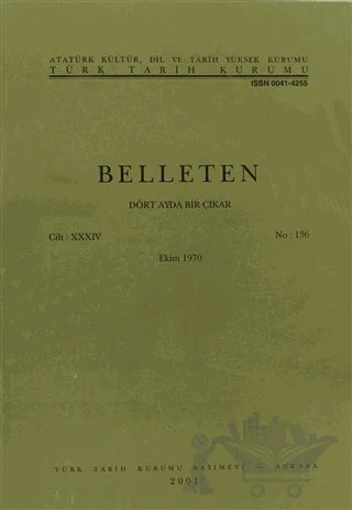 Belleten Sayı: 136 Cilt: 34 – Türk Tarih Kurumu Yayınları kitap kapağı
