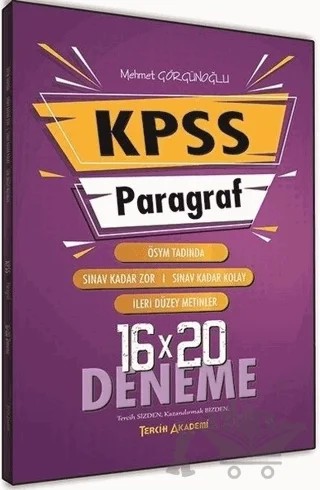 KPSS Paragraf Sözel Bölüm 16x20 Deneme – Mehmet Görgünoğlu – Tercih Akademi Yayınları kitap kapağı
