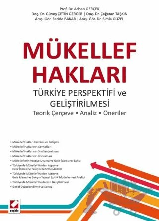 Mükellef Hakları – Adnan Gerçek, Güneş Çetin Gerger, Çağatay Taşkın, Feride Bakar, Simla Güzel – Seçkin Yayıncılık kitap kapağı