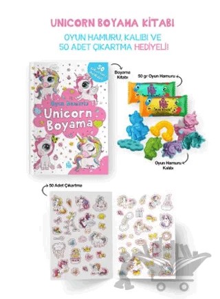 Unicorn Boyama Kitabı - Oyun Hamuru, Oyuncak ve Çıkartma Hediyeli – Bilge Yorulmaz – Bigkids Yayınları kitap kapağı