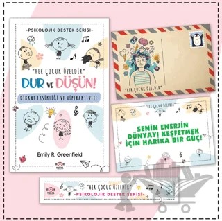 Çocuklar İçin Psikolojik Destek Serisi - Çocuklarda Dikkat Eksikliği ve Hiperaktivite - Kartpostal ve Ayraç – Emily R. Greenfield – Nesnel Yayınları kitap kapağı