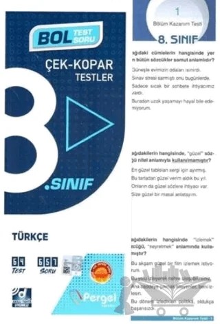 8. Sınıf 2022 Türkçe Test (40 BT-24 ÜT) – Kolektif – Pergel Yayınları kitap kapağı