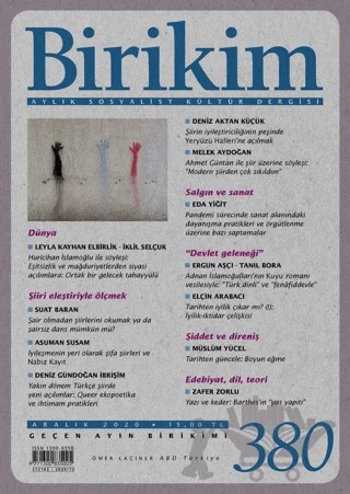 Birikim Aylık Sosyalist Kültür Dergisi Sayı: 380 Aralık 2020 – Birikim Yayınları kitap kapağı