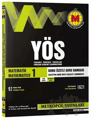YÖS Matematik 1 İleri Seviye Konu Özetli Soru Bankası – Kolektif – Metropol Yayınları kitap kapağı