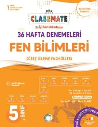 5. Sınıf Fen Bilimleri Classmate 36 Hafta Denemeleri – Tarık Ölmez, Ebru Ölmez – Okyanus Yayınları kitap kapağı