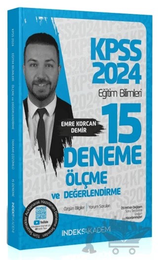 KPSS Eğitim Bilimleri Ölçme ve Değerlendirme 15 Deneme Çözümlü – Emre Korcan Demir – İndeks Akademi Yayıncılık kitap kapağı