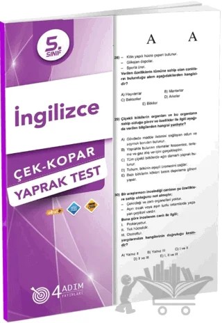 5. Sınıf İngilizce Çek Kopar Yaprak Test – Kolektif – 4 Adım Yayınları kitap kapağı