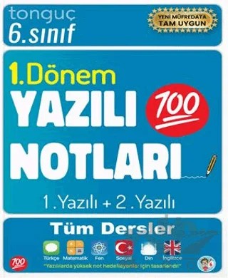 6. Sınıf Yazılı Notları 1. Dönem 1 ve 2. Yazılı – Kolektif – Tonguç Akademi kitap kapağı