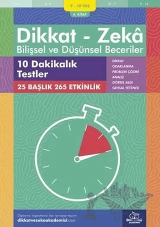 9-10 Yaş Dikkat - Zeka Bilişsel ve Düşünsel Beceriler 4. Kitap - 10 Dakikalık Testler – Alison Primrose – Dikkat ve Zeka Akademisi Yayınları kitap kapağı
