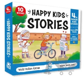 Happy Kids Stories 4 – 10 Kitap (4. Sınıf İngilizce Hikaye Seti) – Tuğba Özcan – Mavi Kirpi Yayınları kitap kapağı