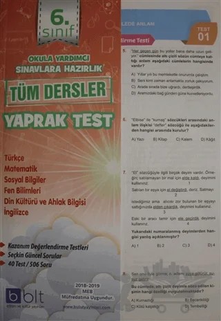 6. Sınıf Tüm Dersler Yaprak Test – Kolektif – Bulut Eğitim ve Kültür Yayınları kitap kapağı