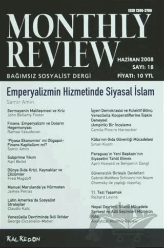Monthly Review Bağımsız Sosyalist Dergi Sayı: 18 / Haziran 2008 – Monthly Review Dergisi kitap kapağı