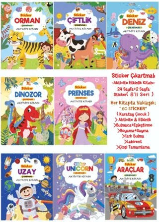 Sticker Çıkartmalı Aktivite Kitabı (8 Seri) – Kolektif – Karatay Çocuk kitap kapağı
