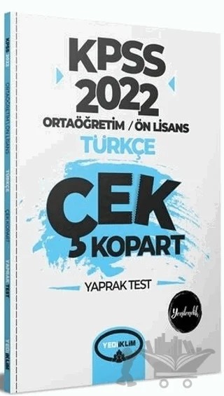 2022 KPSS Ortaöğretim Ön Lisans Genel Yetenek Türkçe Çek Kopart Yaprak Test – Kolektif – Yediiklim Yayınları kitap kapağı