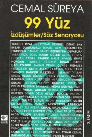 99 Yüz İzdüşümler / Söz Senaryosu – Cemal Süreya – Kaynak Yayınları kitap kapağı