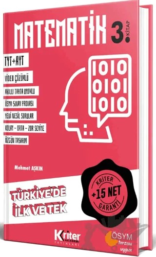 TYT AYT 15 Net Garantili Matematik 3. Kitap – Mehmet Aşkın – Kriter Akademi kitap kapağı