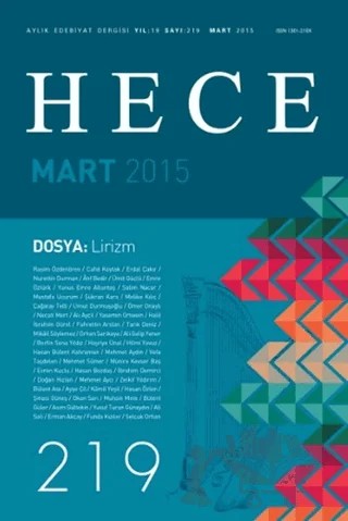 Hece Aylık Edebiyat Dergisi Sayı: 219 - Mart 2015 – Hece Dergisi kitap kapağı