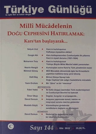 Türkiye Günlüğü Sayı: 144 Güz 2020 – Kolektif – Cedit Neşriyat kitap kapağı