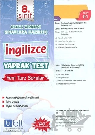 8. Sınıf İngilizce Yaprak Test – Kolektif – Bulut Eğitim ve Kültür Yayınları kitap kapağı