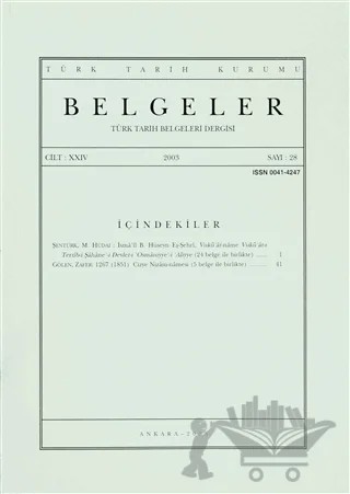 Türk Tarih Belgeleri Dergisi Cilt: 24 Sayı: 28 – Türk Tarih Kurumu Yayınları kitap kapağı