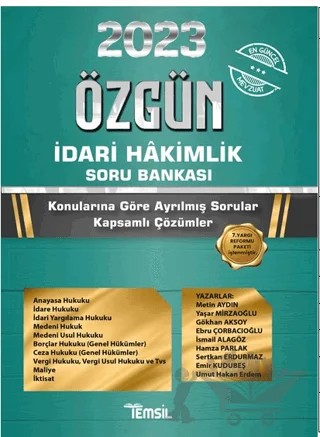 Özgün İdari Hakimlik Soru Bankası – Kolektif – Temsil Kitap kitap kapağı