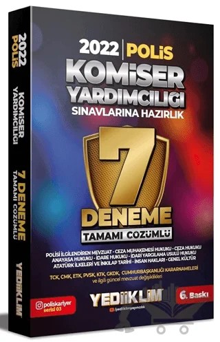 2022 Komiser Yardımcılığı Sınavlarına Hazırlık Tamamı Çözümlü 7 Deneme – Kolektif – Yediiklim Yayınları kitap kapağı