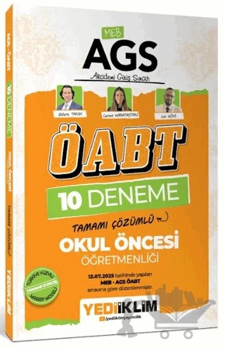 AGS ÖABT Okul Öncesi Öğretmenliği Tamamı Çözümlü 10 Deneme Sınavı – Bülent Tanık, Cennet Karataştan, Can Köni – Yediiklim Yayınları kitap kapağı