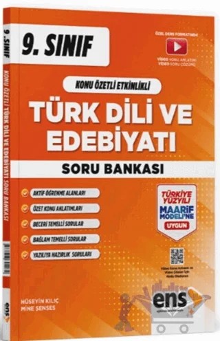 9. Sınıf Türk Dili ve Edebiyatı Konu Özetli Etkinlikli Soru Bankası – Mine Şenses, Hüseyin Kılıç – ENS Yayınları kitap kapağı
