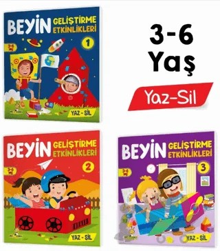 3-6 Yaş Beyin Geliştirme Etkinlikleri YAZ-SİL Kitaplar (Zeka Testleri, Dikkat Geliştirme, Kalem Tutma Becerisi, Mantıksal Düşünme, Bilişsel Beceriler) – Kolektif – Yükselen Zeka Yayınları kitap kapağı
