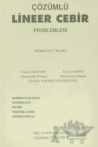 Çözümlü Lineer Cebir Problemleri – Yaşar Özdemir, Yavuz Aksoy – Seç Yayın kitap kapağı