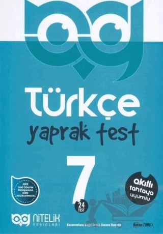 7. Sınıf Türkçe 24 Yaprak Test – Kenan Zorlu – Nitelik Yayınları - Bayilik kitap kapağı