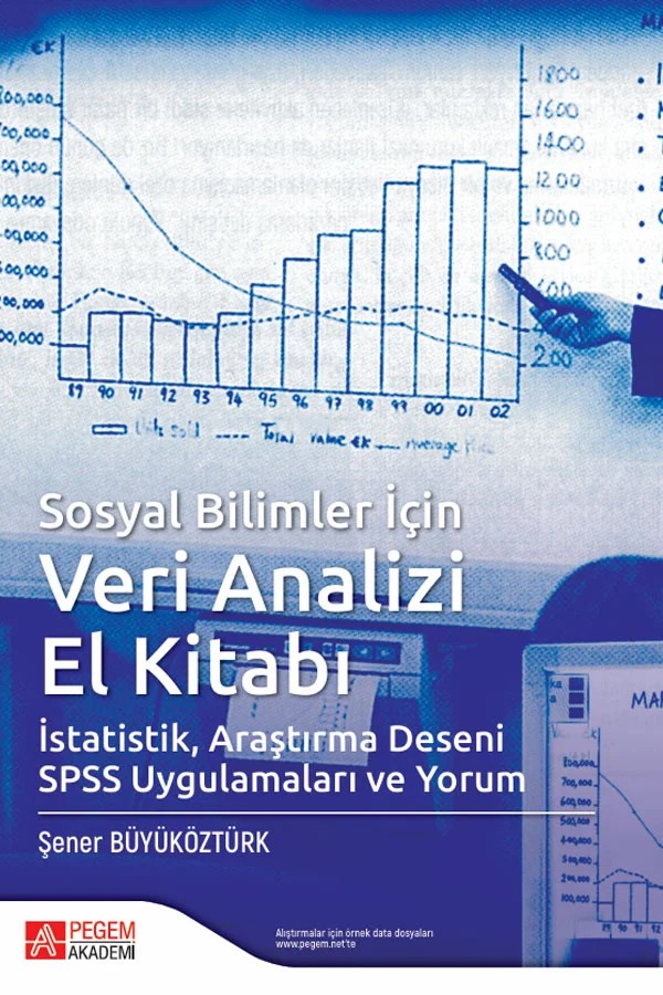 Sosyal Bilimler için Veri Analizi El Kitabı İstatistik, Araştırma Deseni SPSS Uygulamaları ve Yorum – Şener Büyüköztürk – Pegem Akademi Yayıncılık kitap kapağı