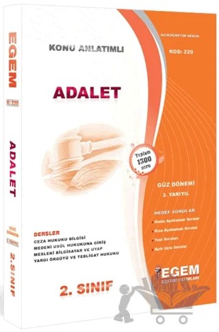 2. Sınıf 3. Yarıyıl Adalet Konu Anlatımlı Soru Bankası - Kod 220 – Kolektif – Egem Eğitim Yayınları kitap kapağı