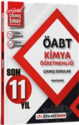ÖABT Kimya Son 11 Yıl Orijinal Çıkmış Sınav Soruları Video Çözümlü-Konu Analizli – Ozan Özdemir – Dijital Hoca kitap kapağı