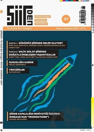 Şiirden İki Aylık Şiir Dergisi Sayı: 41 Mayıs - Haziran 2017 – Şiirden Yayıncılık kitap kapağı