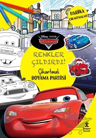 Disney Pixar Arabalar - Renkler Çıldırdı! Çıkartmalı Boyama Partisi – Kolektif – Doğan Çocuk kitap kapağı