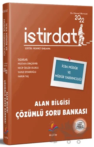 2022 İcra Müdür ve Yardımcılığı İstirdat Alan Bilgisi Soru Bankası Çözümlü – Necip Özgür Oluklu, Mustafa Dinçdemir, Yavuz Efendioğlu, Harun Taş – Dizgi Kitap kitap kapağı