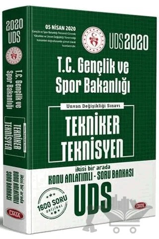 2020 UDS-GYS Gençlik ve Spor Bakanlığı Tekniker Teknisyen Konu Anlatımlı Soru Bankası Görevde Yükselme – Kolektif – Data Yayınları kitap kapağı
