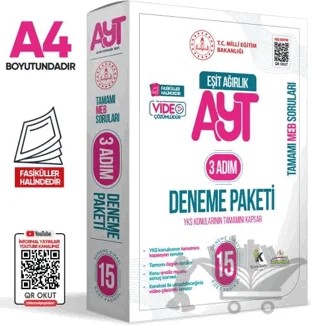 2025 3 Adım YKS-AYT Eşit Ağırlık (TM) MEBİ Özgün Sorular 15li Deneme Fasikül Paketi Video Çözümlü – Kolektif – Karakutu Yayın kitap kapağı