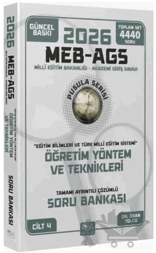 2026 MEB-AGS Eğitim Bilimleri Öğretim Yöntem ve Teknikleri Soru Bankası Çözümlü – Okan Yolcu – CBA Akademi kitap kapağı