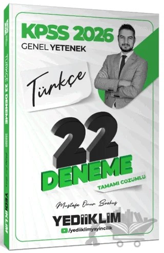 2026 KPSS Genel Yetenek Türkçe Tamamı Çözümlü 22 Deneme Sınavı – Mustafa Onur Bozkuş – Yediiklim Yayınları kitap kapağı