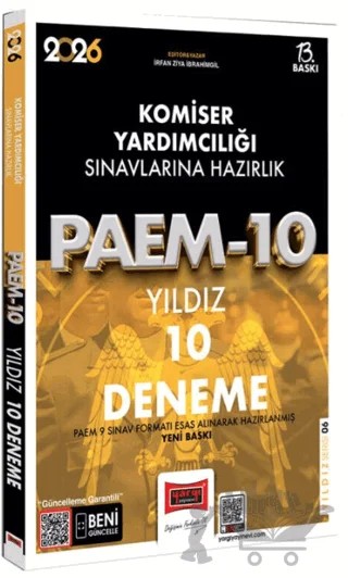 2026 PAEM Komiser Yardımcılığı Sınavlarına Hazırlık Yıldız 10 Deneme – İrfan Ziya İbrahimgil – Yargı Yayınevi kitap kapağı