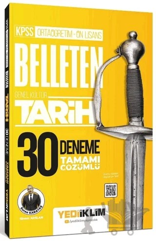 KPSS Ortaöğretim Ön Lisans Genel Kültür Belleten Tarih Tamamı Çözümlü 30 Deneme – Evren Karataş – Yediiklim Yayınları kitap kapağı