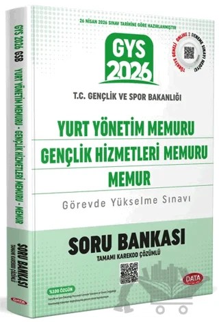 T.C. Gençlik ve Spor Bakanlığı Yurt Yönetim Memuru Gençlik Hizmetleri Memuru Memur Soru Bankası - Karekod Çözümlü – Kolektif – Data Yayınları kitap kapağı