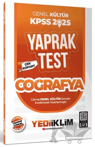 2025 KPSS Genel Kültür Coğrafya Çek Kopart Yaprak Test – Kolektif – Yediiklim Yayınları kitap kapağı