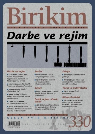 Birikim Aylık Sosyalist Kültür Dergisi Sayı: 330 Ekim 2016 – Birikim Yayınları kitap kapağı
